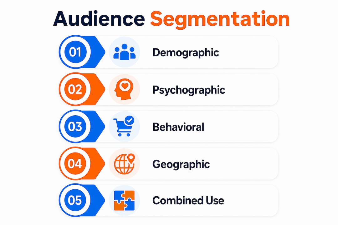 Infographic summarizing audience segmentation types