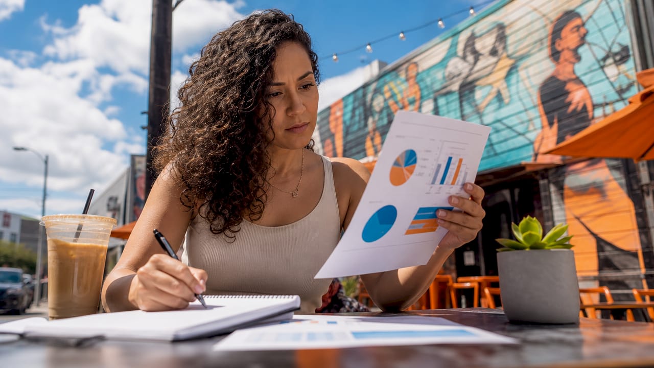 Small business owner working on paid ads at desk