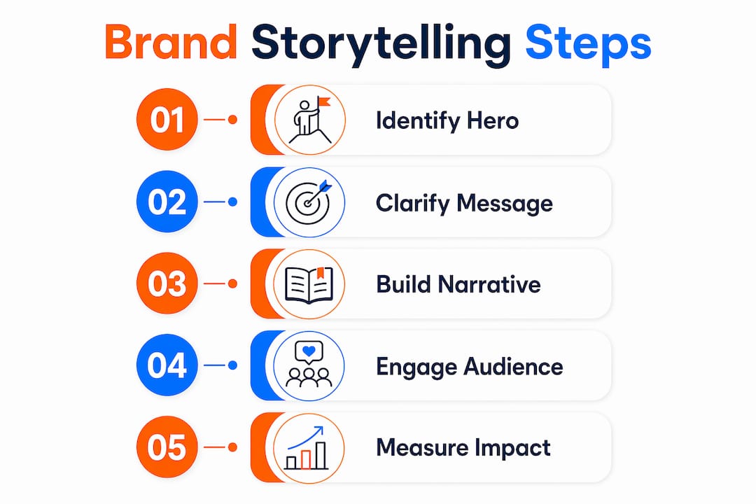 Infographic illustrating steps of brand storytelling