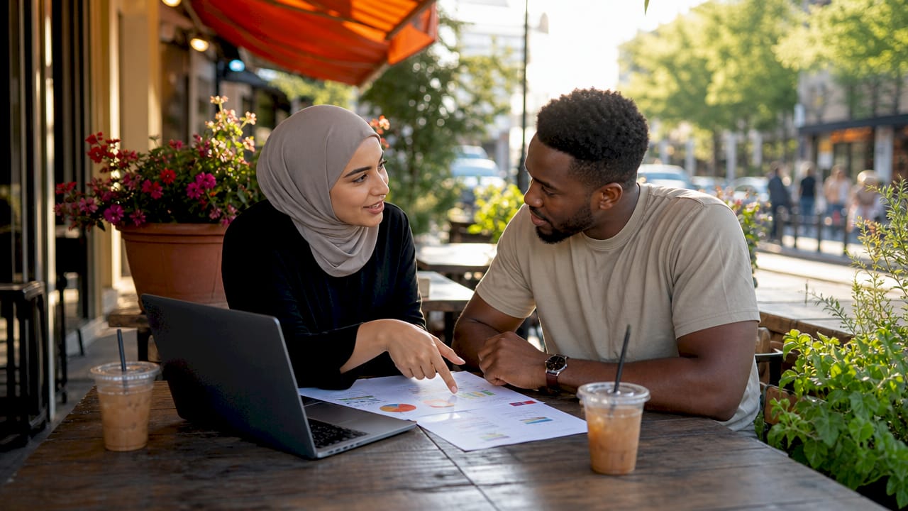 Two business owners discussing partnership