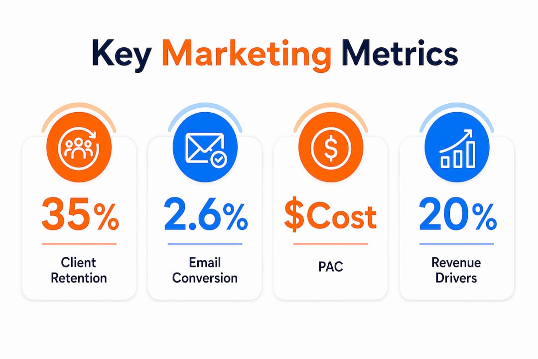 Infographic showing key med spa marketing metrics
