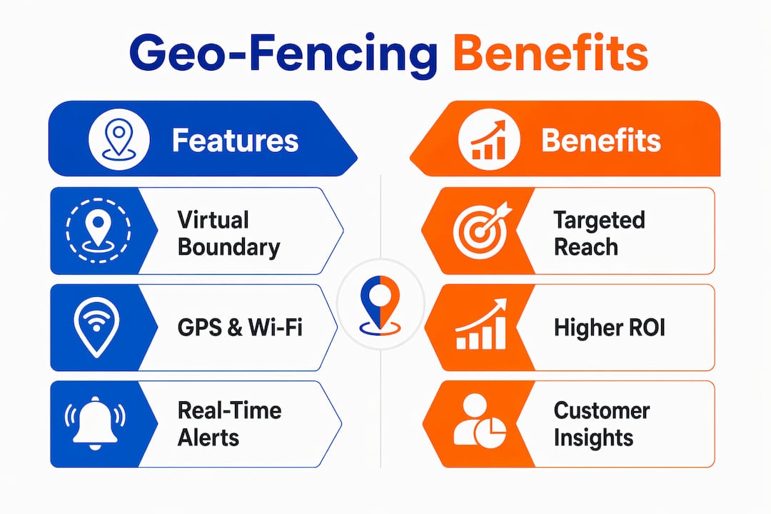 Infographic comparing geo-fencing features and benefits