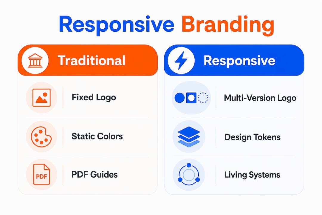 Infographic comparing traditional and responsive branding