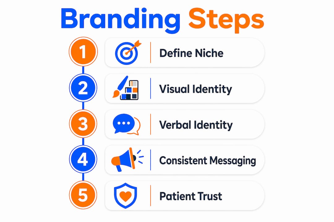 Infographic highlighting steps of dental branding