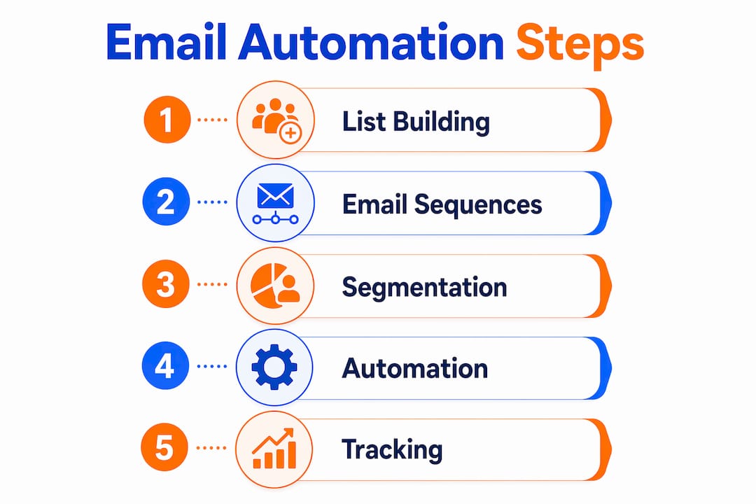 Infographic showing email marketing automation steps