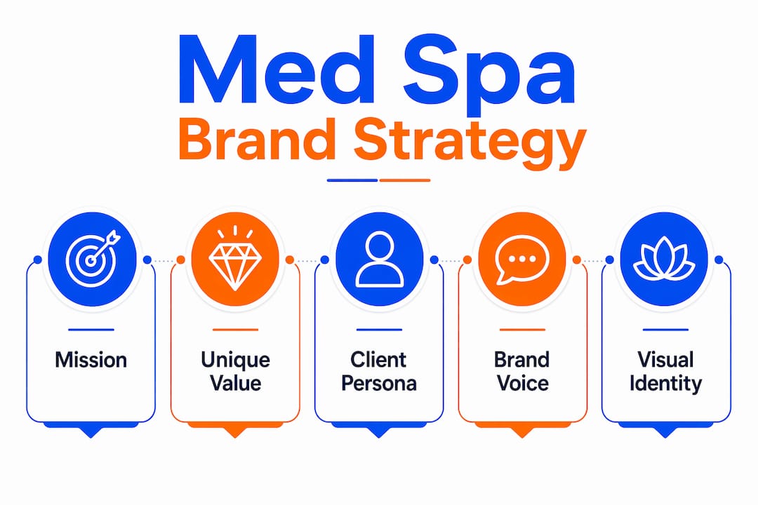 Infographic showing key components of med spa brand strategy