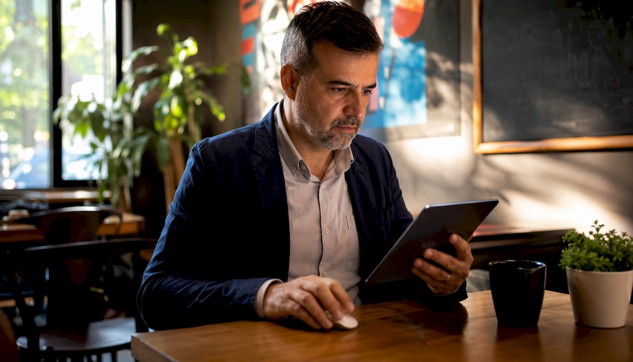 Man using tablet to simplify website navigation