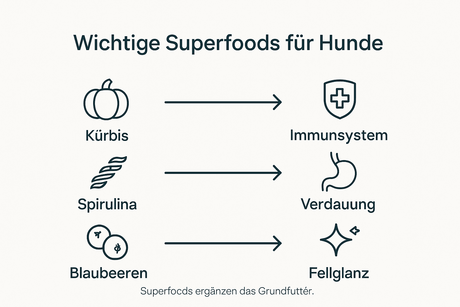 Infografik: Superfoods für Hunde – Sorten und ihre gesundheitlichen Vorteile