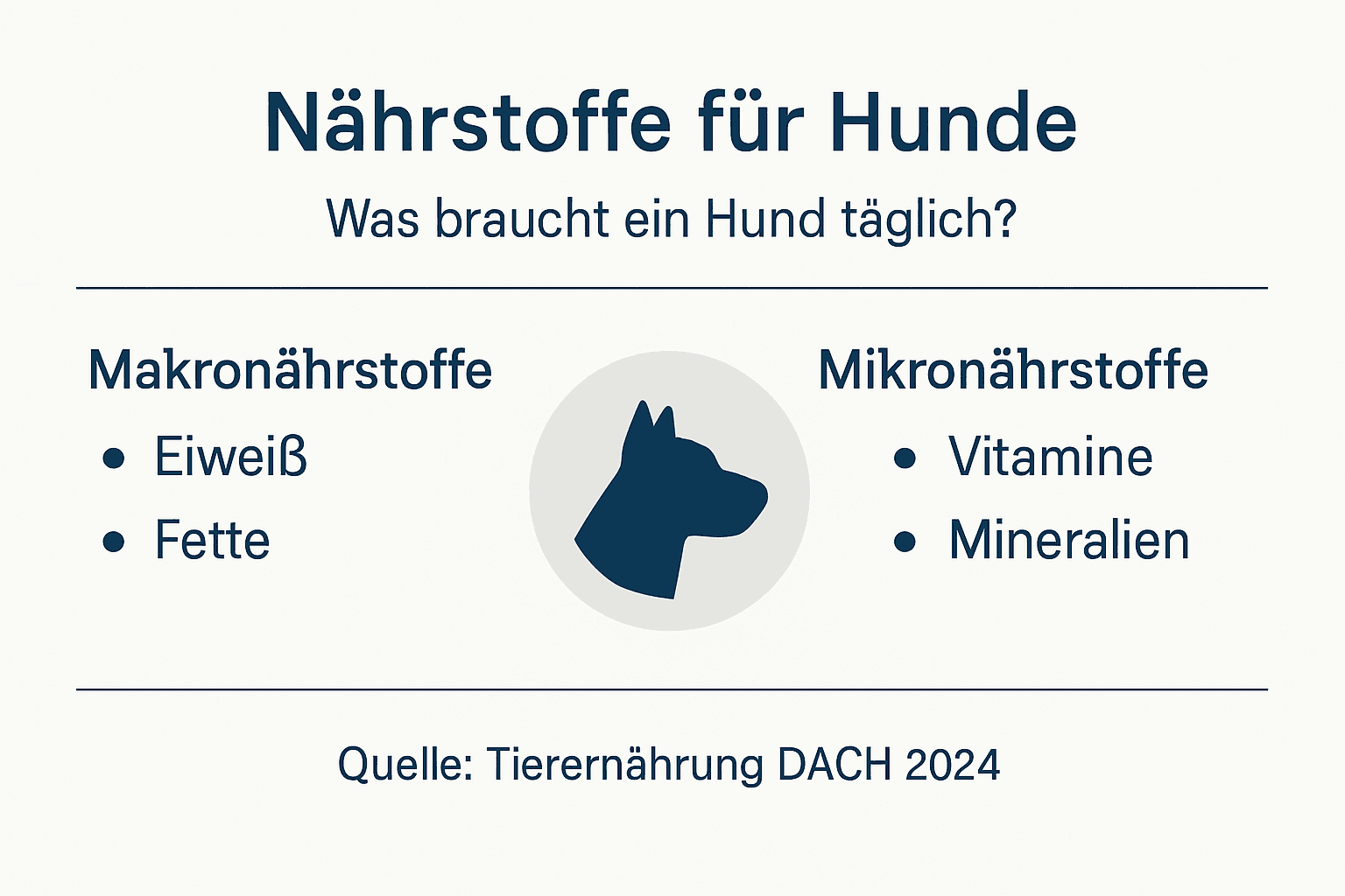 In dieser Infografik erfahren Sie, welche Nährstoffe für die Gesundheit Ihres Hundes besonders wichtig sind.