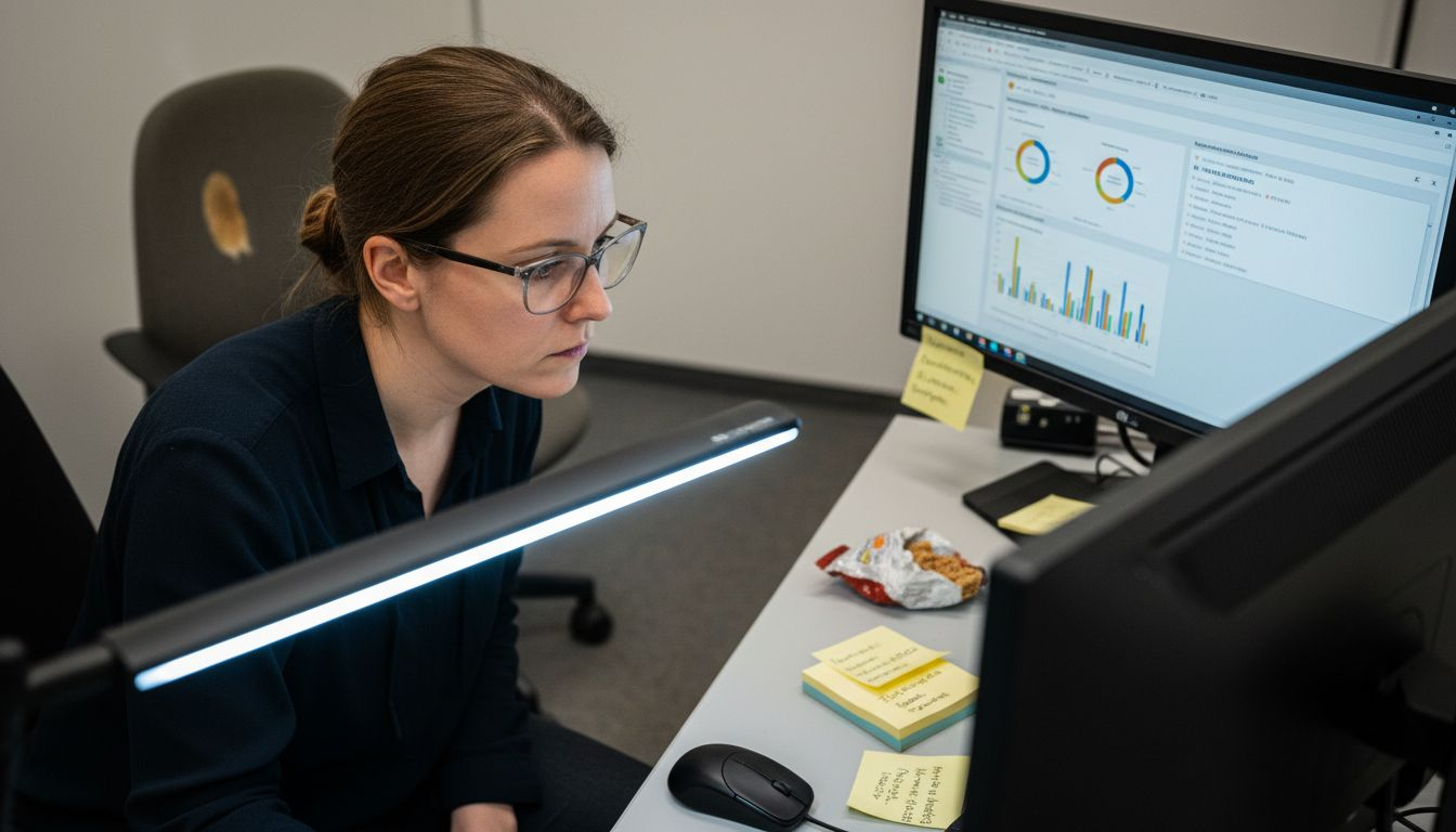 Eine Frau analysiert das KI-gestützte Kampagnen-Dashboard.