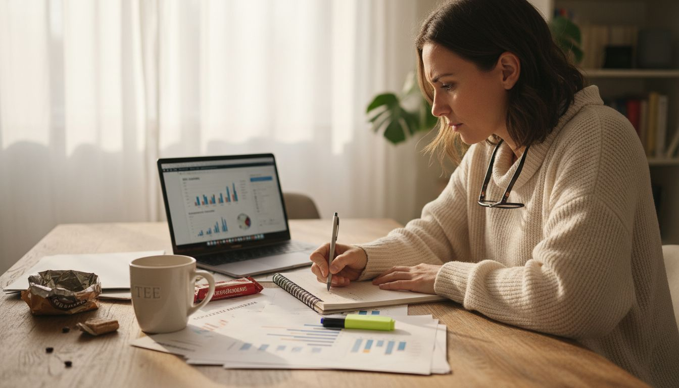 Eine Frau nimmt die SEO-Strategien ihrer Mitbewerber-Websites genau unter die Lupe.