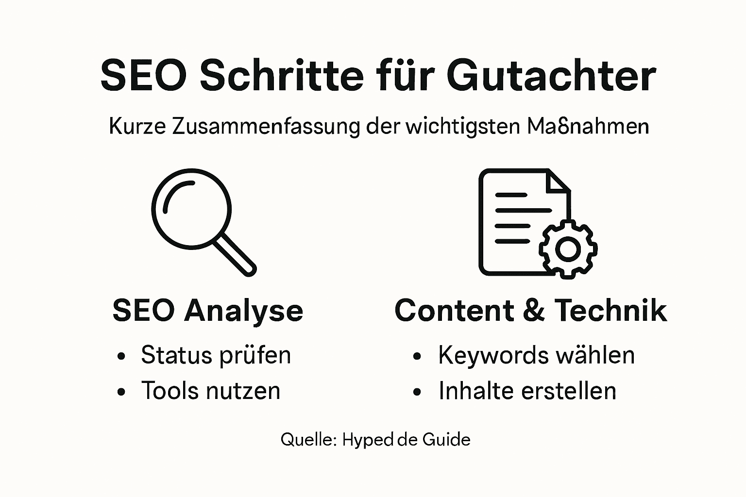 In dieser Infografik erfahren Sachverständige, welche Schritte für eine erfolgreiche SEO-Strategie wichtig sind.