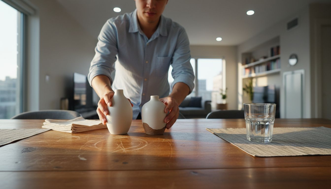 Verschiedene Materialien liegen auf dem Tisch und werden von LED-Licht beleuchtet.