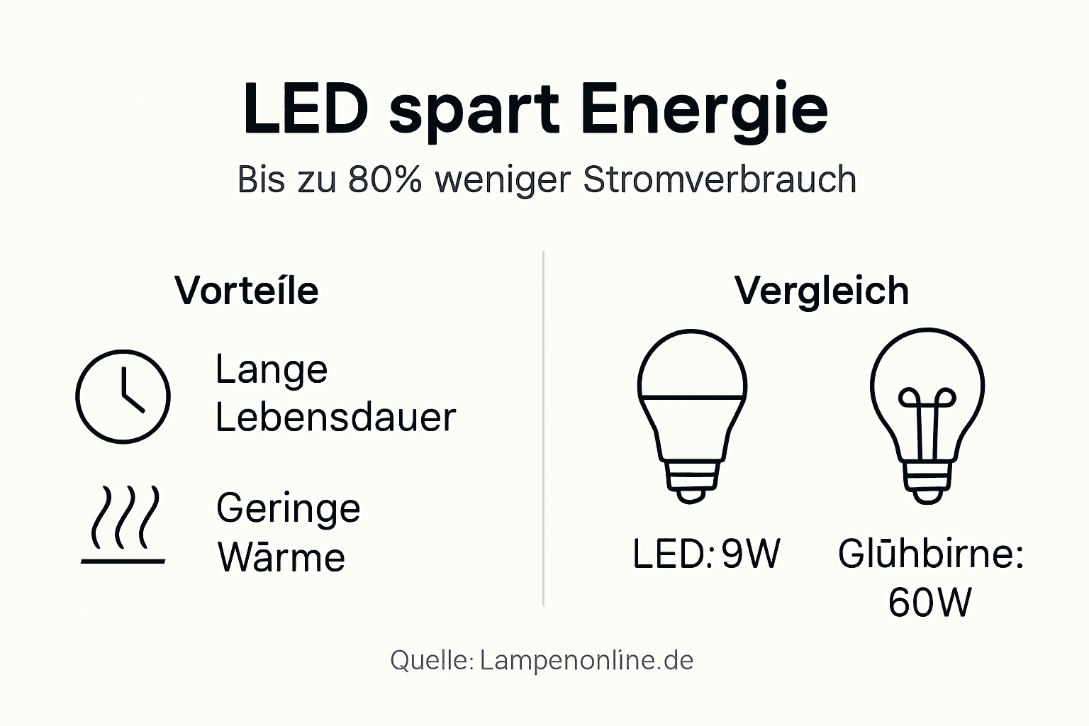 Grafik veranschaulicht, wie viel Energie man mit LED-Beleuchtung einsparen kann