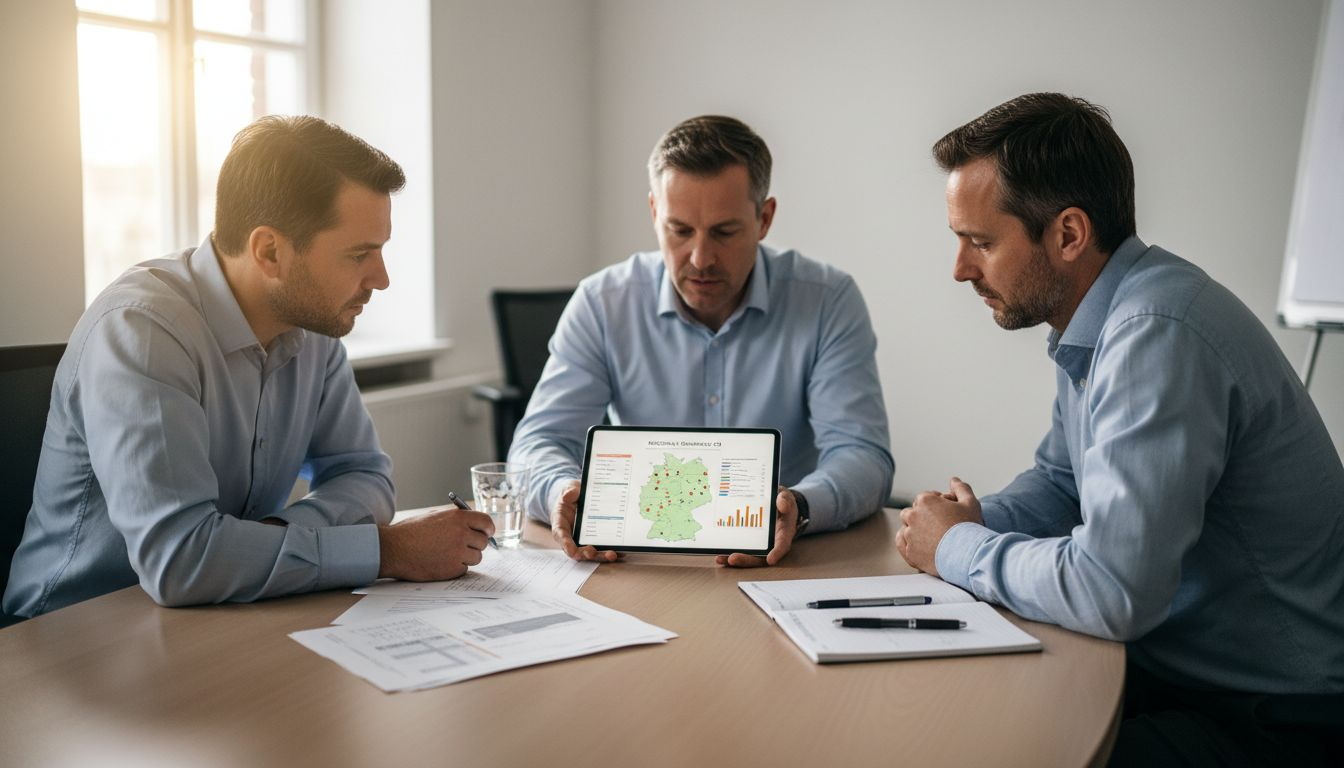 Ein kleines Team sitzt zusammen und bespricht die SEO-Strategie.