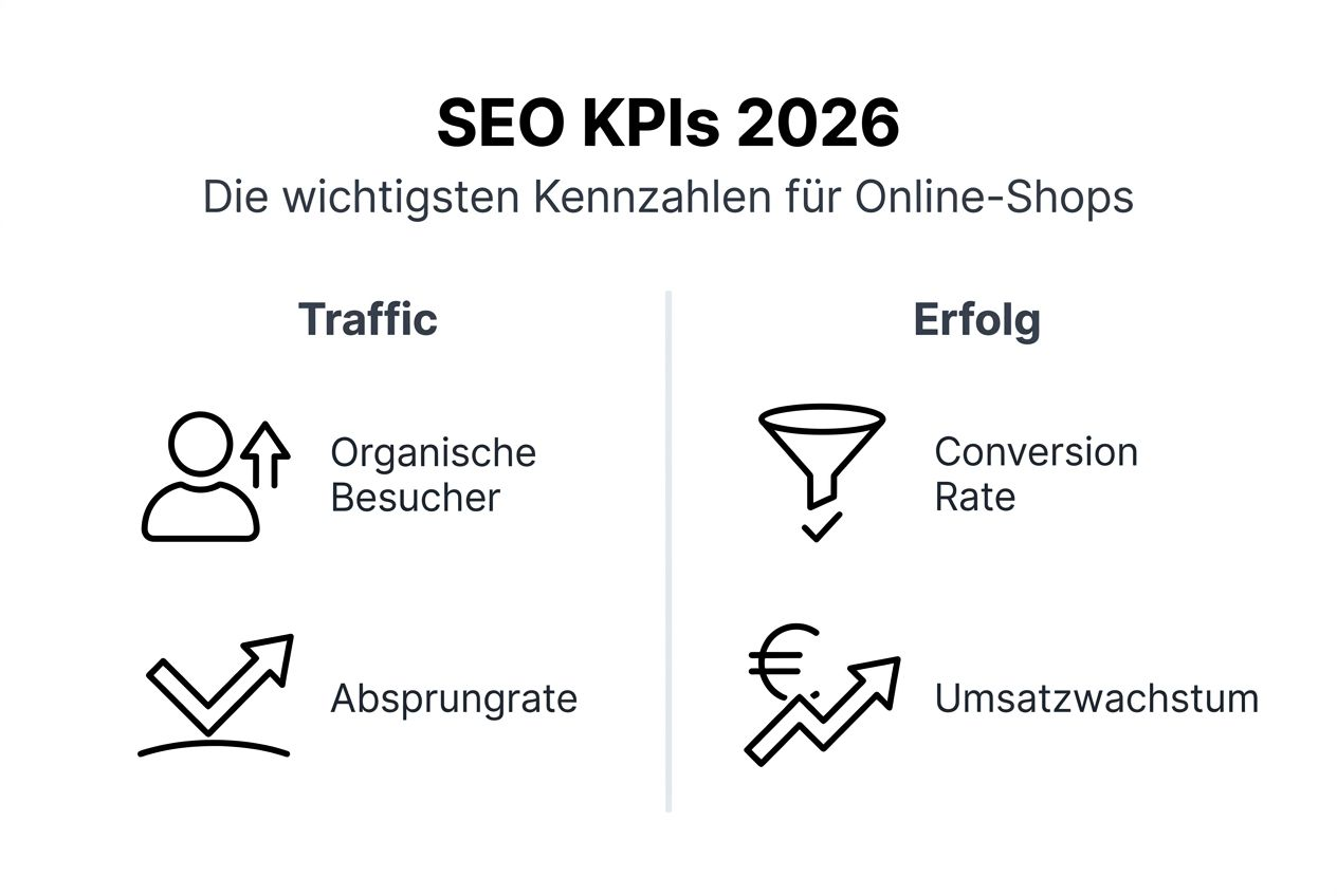 Übersicht der wichtigsten SEO-Messgrößen und Erfolgsfaktoren als Infografik