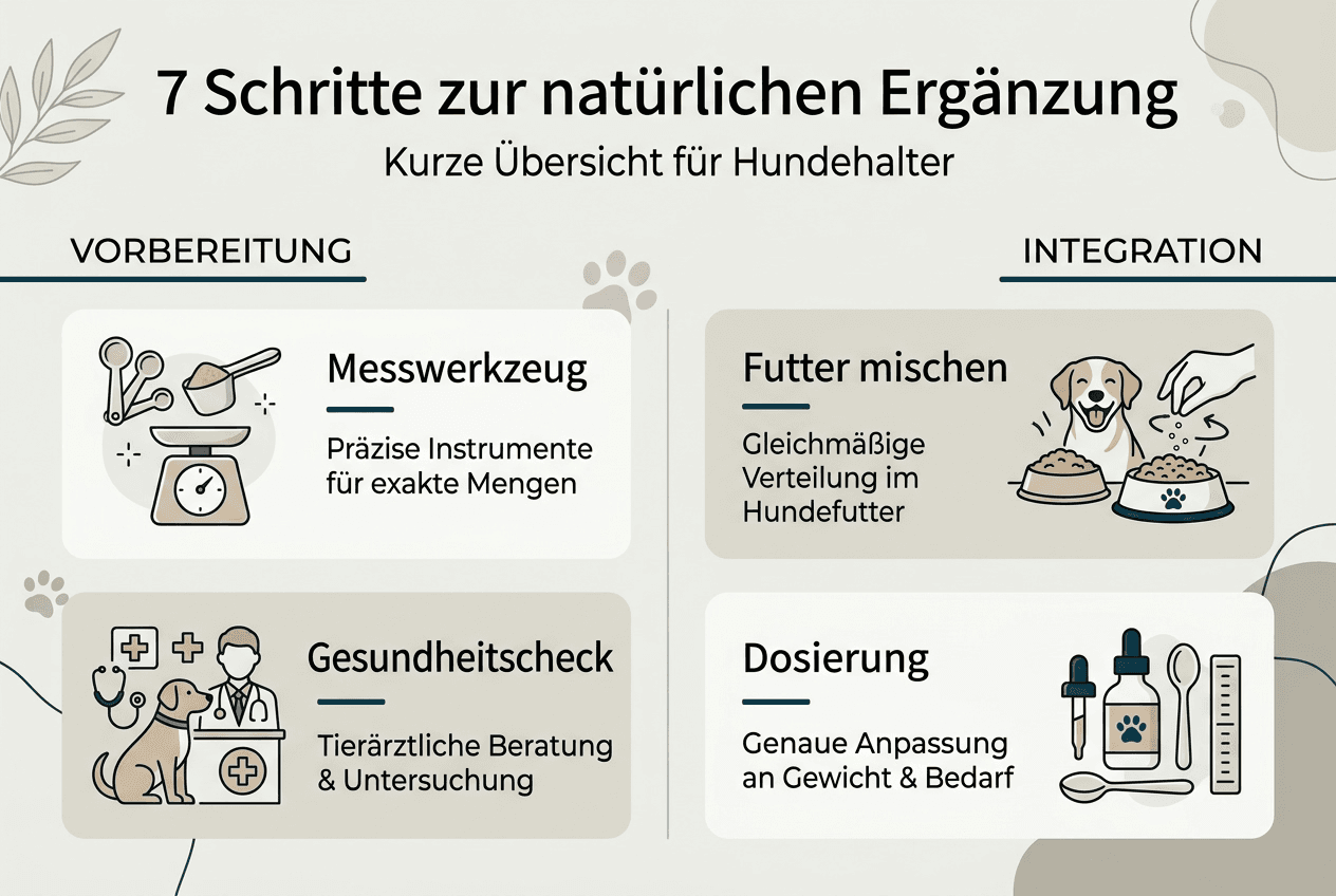 Schritt-für-Schritt-Infografik: Natürliche Zusätze fürs Hundefutter