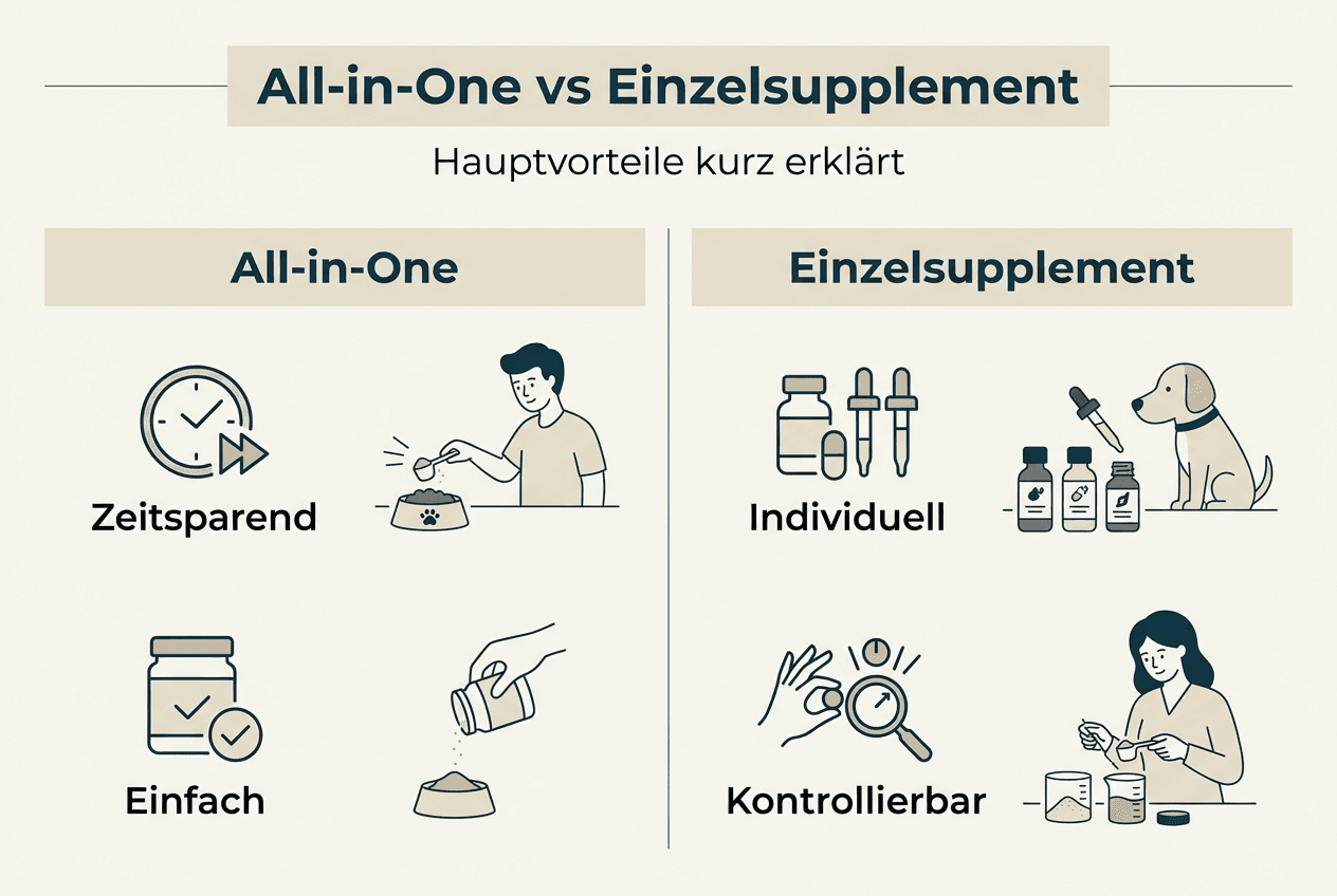 Infografik: Die wichtigsten Vorteile eines All-in-One-Nahrungsergänzungsmittels für Hunde