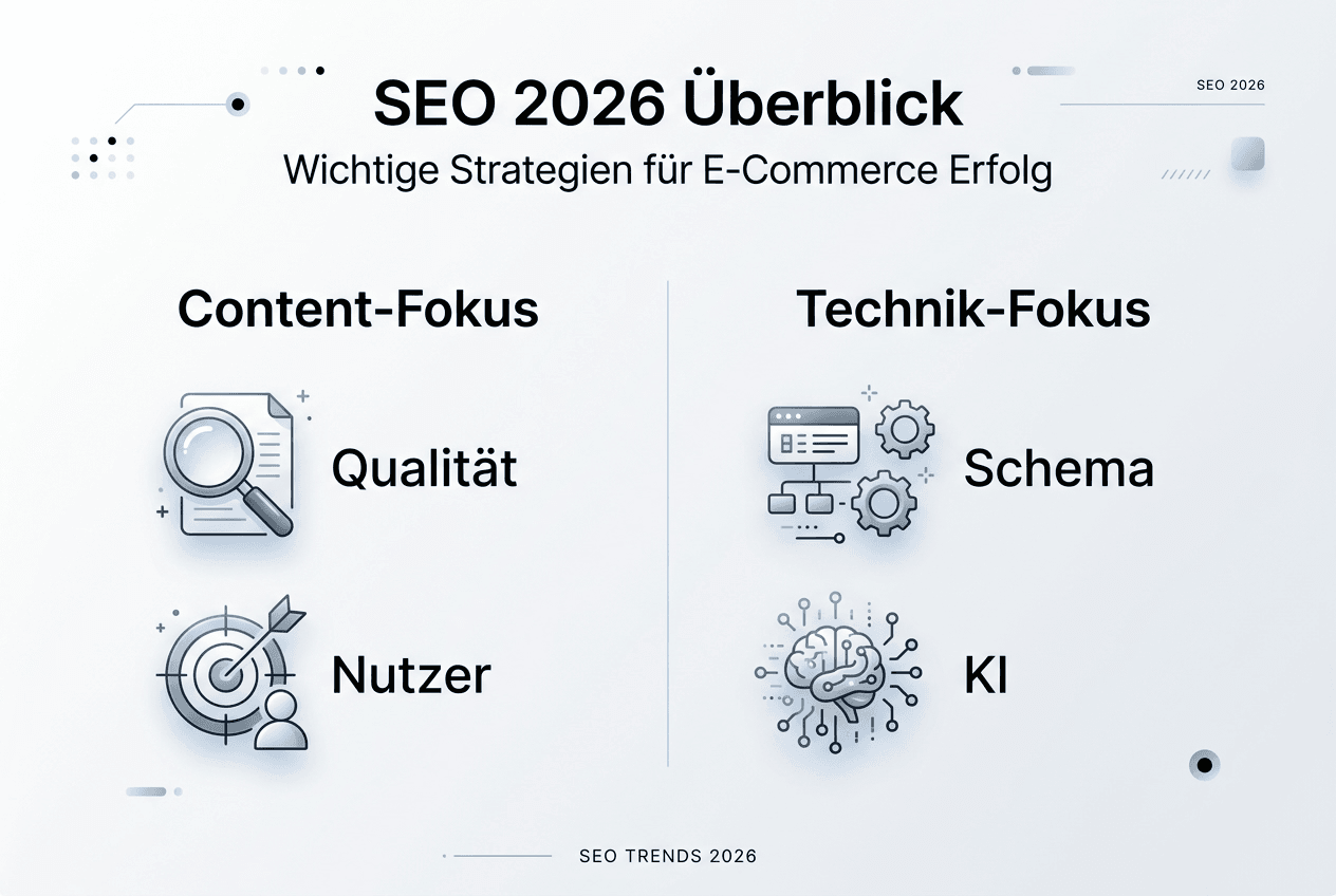 Die Infografik gibt einen Ausblick auf die wichtigsten SEO-Strategien und Schwerpunkte für 2026.