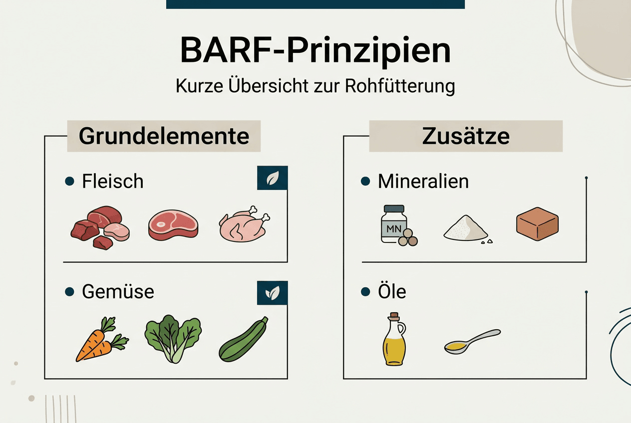 Infografik: Die wichtigsten BARF-Grundsätze für Hunde