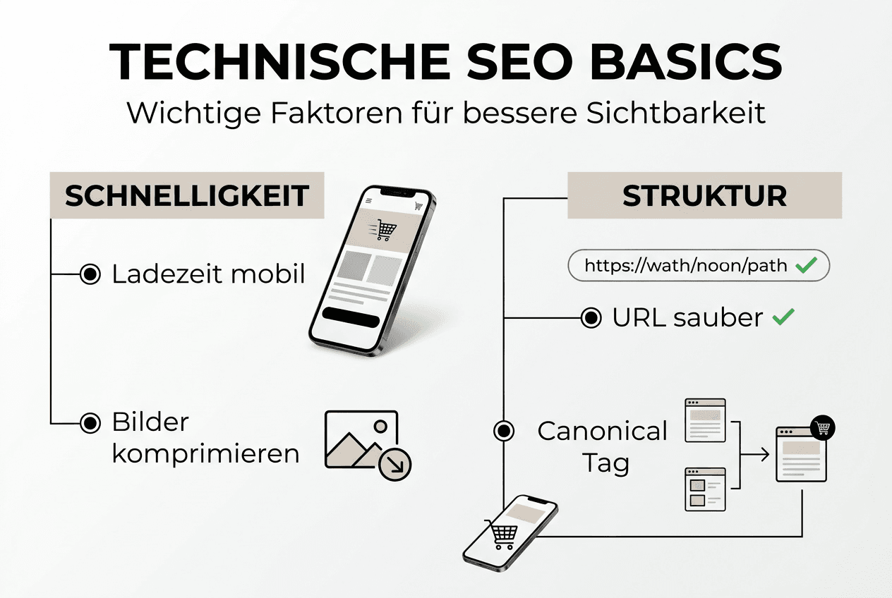 Übersicht der wichtigsten technischen SEO-Aspekte auf einen Blick