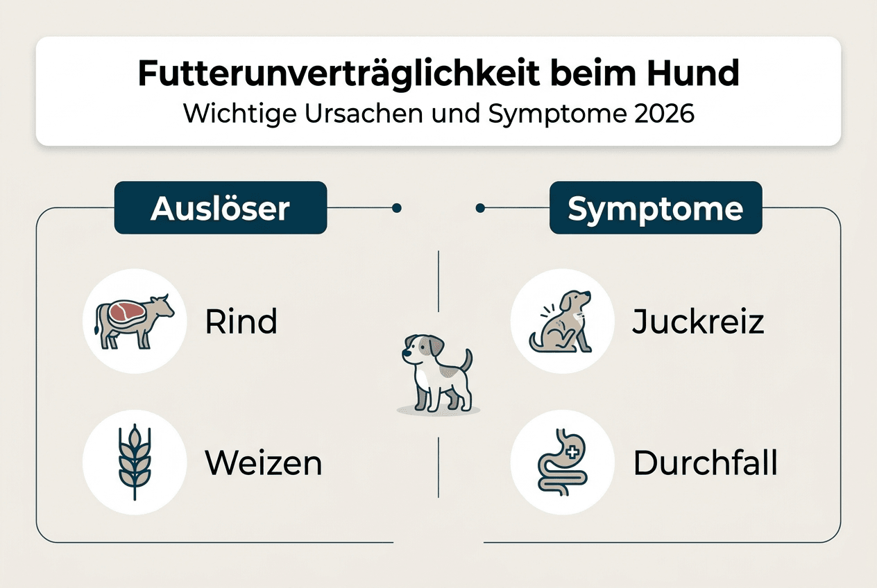 Übersicht: Typische Auslöser und Anzeichen für Stress bei Hunden