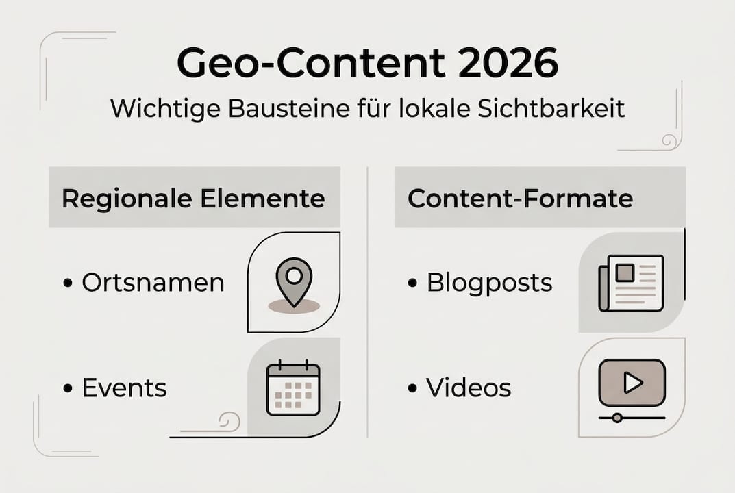 Infografik: Die wichtigsten Bausteine für erfolgreichen Geo-Content 2026
