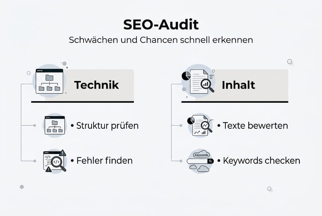 Übersicht: So prüfen Sie Ihre Website – Technische und inhaltliche Aspekte im SEO-Audit auf einen Blick