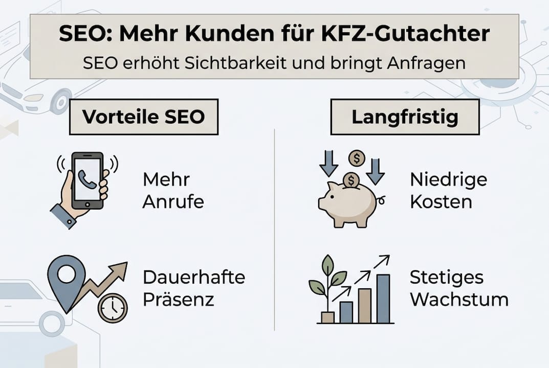 Übersichtsgrafik: Wie KFZ-Gutachter von SEO profitieren können