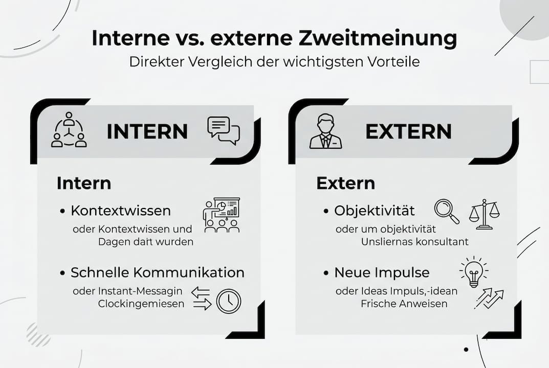 Infografik: Interne vs. externe Zweitmeinung im Vergleich