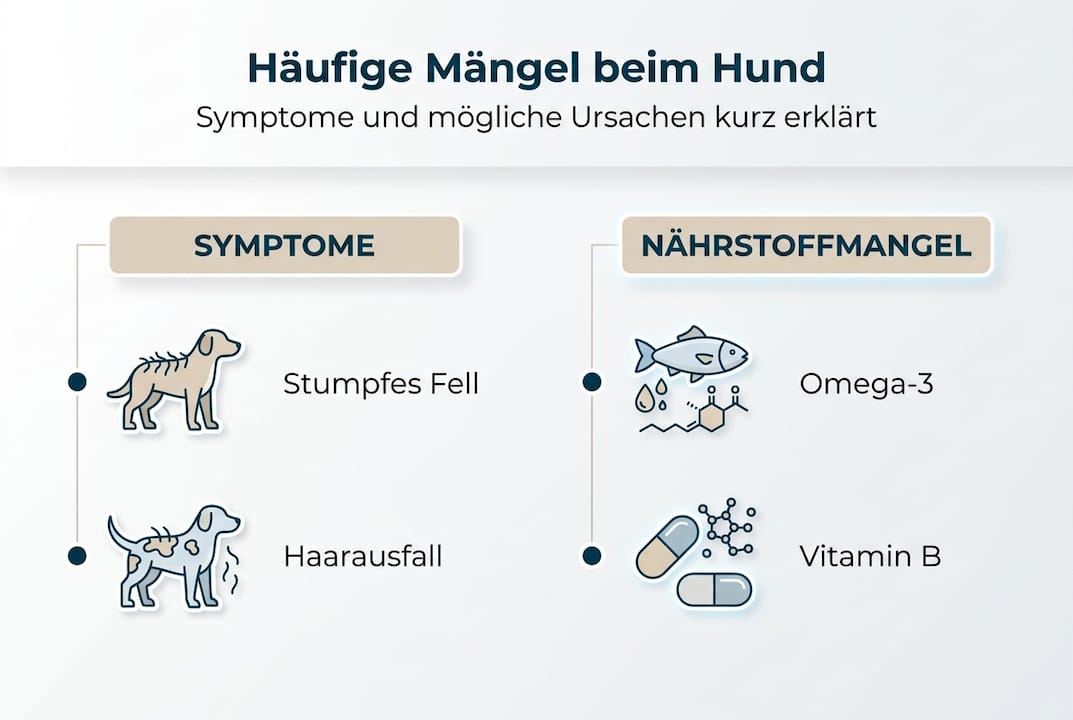 Übersicht: Die häufigsten Mangelerscheinungen bei Hunden auf einen Blick