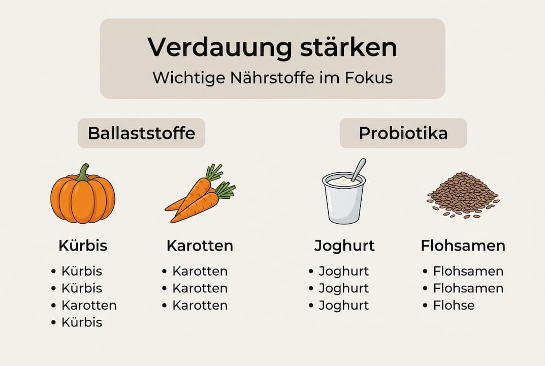 Übersicht: Wichtige Nährstoffe für eine gesunde Verdauung beim Hund