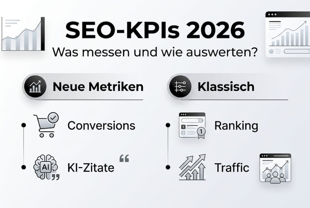 Die Infografik präsentiert sowohl bewährte als auch aktuelle SEO-Kennzahlen auf einen Blick.