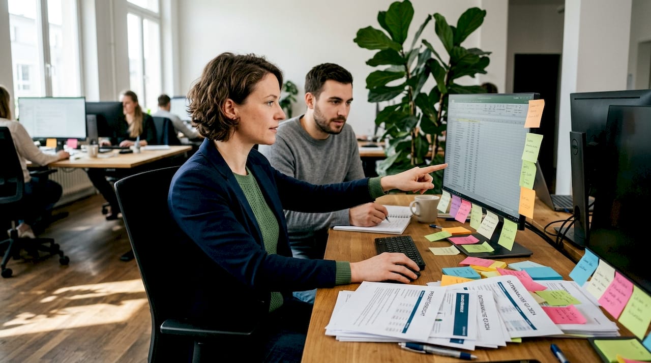 Unser Team im Büro tüftelt gerade an neuen Marketingstrategien.