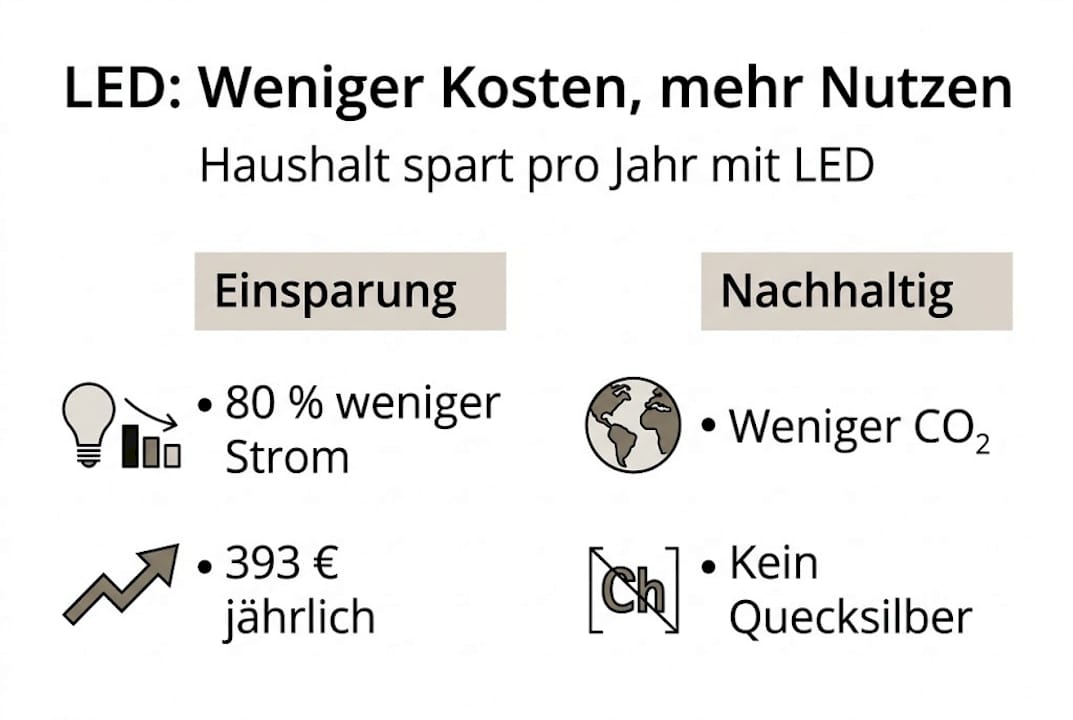 Infografik: Wie LEDs Kosten senken und die Umwelt schonen