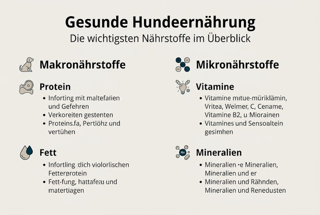 Infografik: Wichtige Nährstoffe für die natürliche Gesundheit deines Hundes auf einen Blick