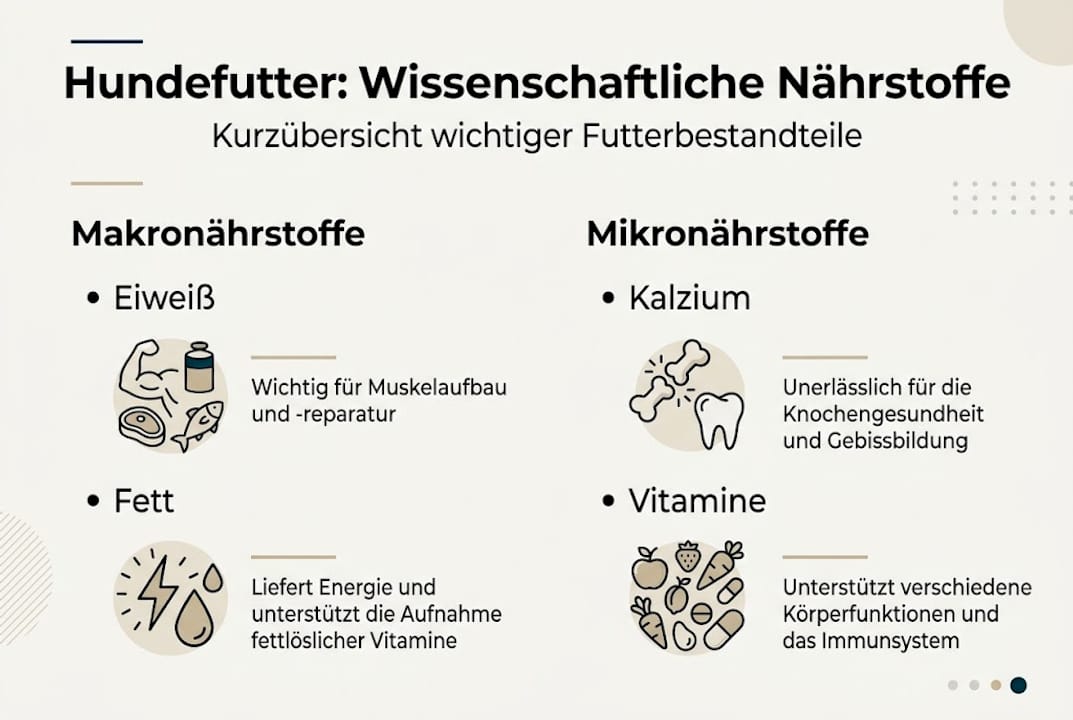 Infografik: Diese Nährstoffe stecken im hochwertigen Futter für deinen Hund