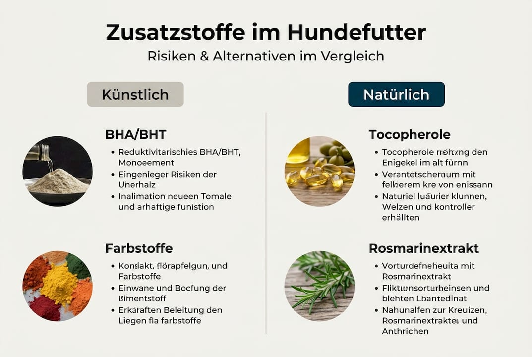 Infografik: Künstliche vs. natürliche Zusatzstoffe im Hundefutter – ein Vergleich