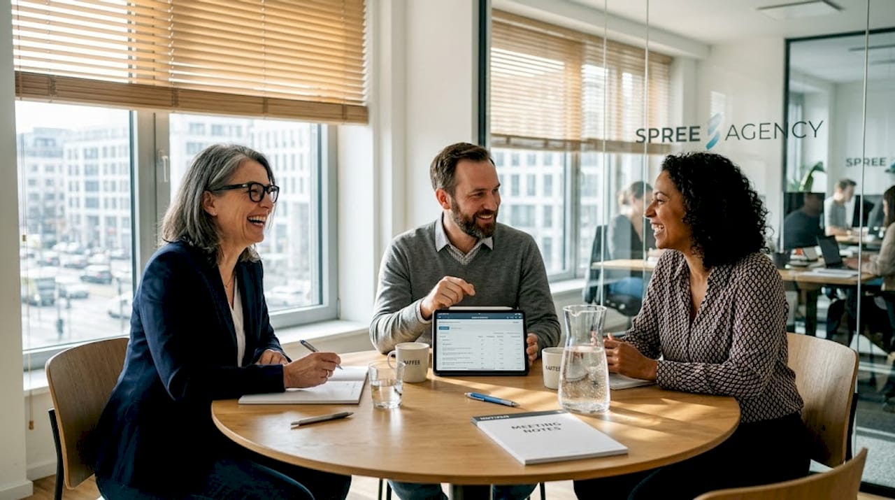 Im Team tauschen wir uns über effektive SEO-Strategien aus und planen die nächsten Schritte.