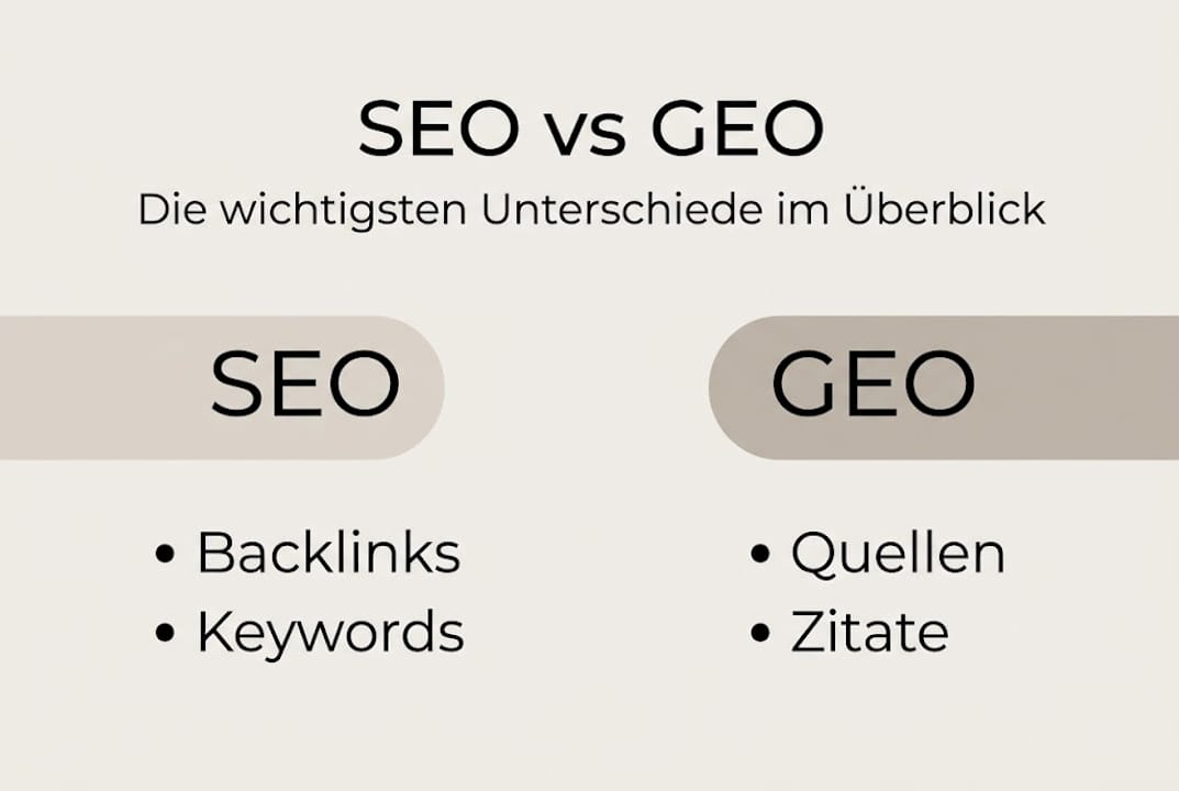 Infografik: SEO versus GEO – Ein direkter Vergleich