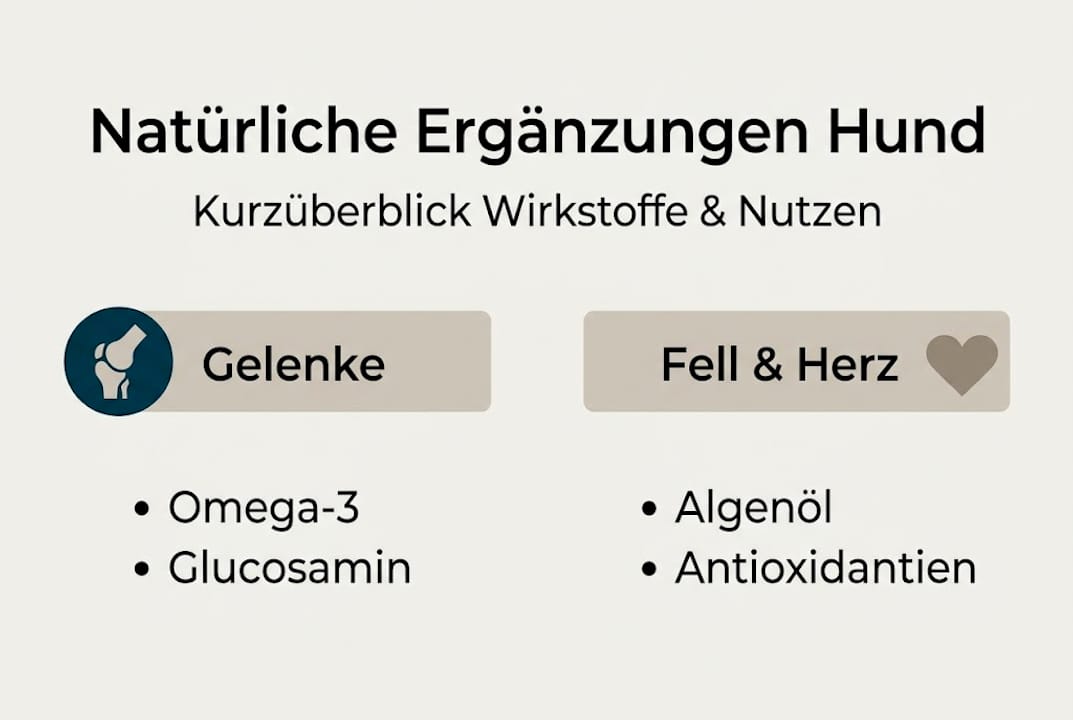 Infografik: Nahrungsergänzung für Hunde – Welche Zusatzstoffe haben welche Wirkung?