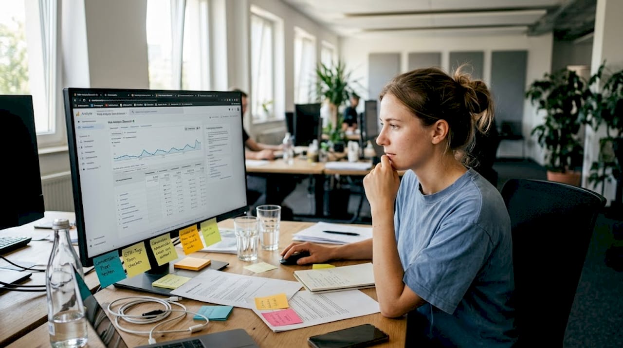 Ein Mitarbeiter richtet das Online-Tracking neu ein.