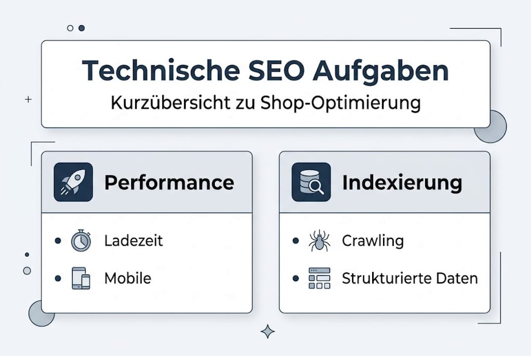 In dieser Infografik werden die wichtigsten Aufgaben der technischen SEO anschaulich dargestellt.