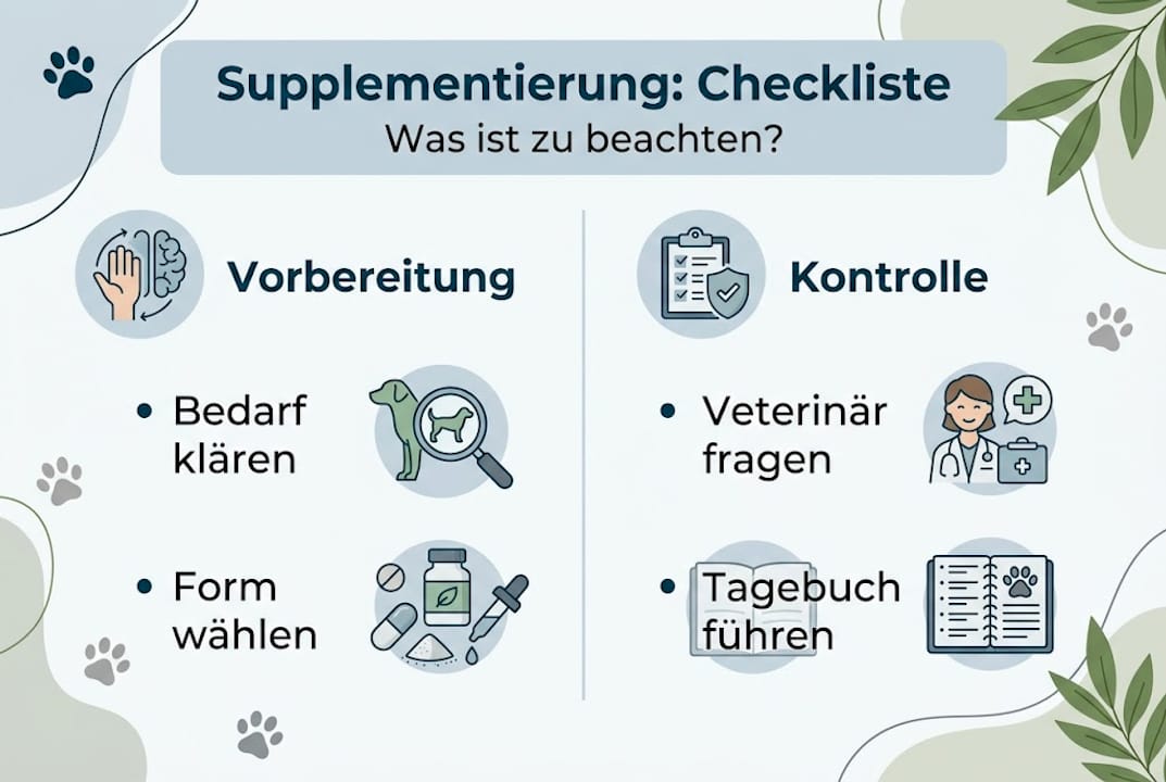 Infografik: Wichtige Punkte für die Nahrungsergänzung beim Hund