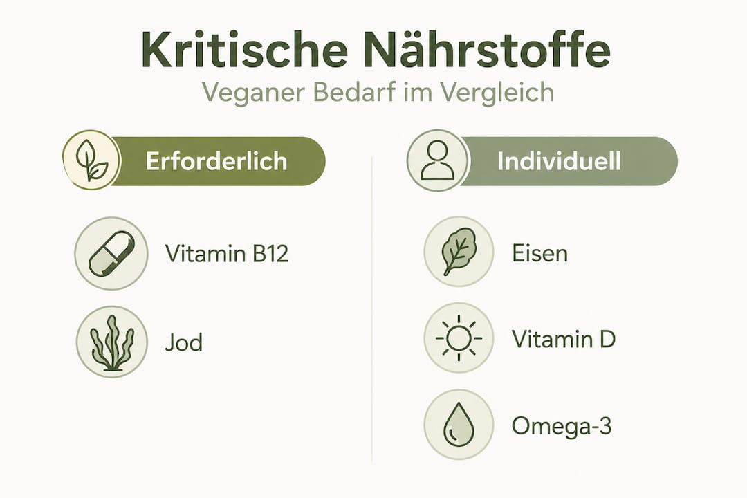 Infografik: Unverzichtbare Nährstoffe für Veganer – Was braucht der Körper wirklich?