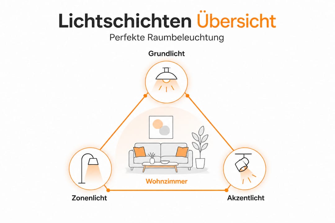 Infografik: Die verschiedenen Lichtquellen im Wohnzimmer auf einen Blick