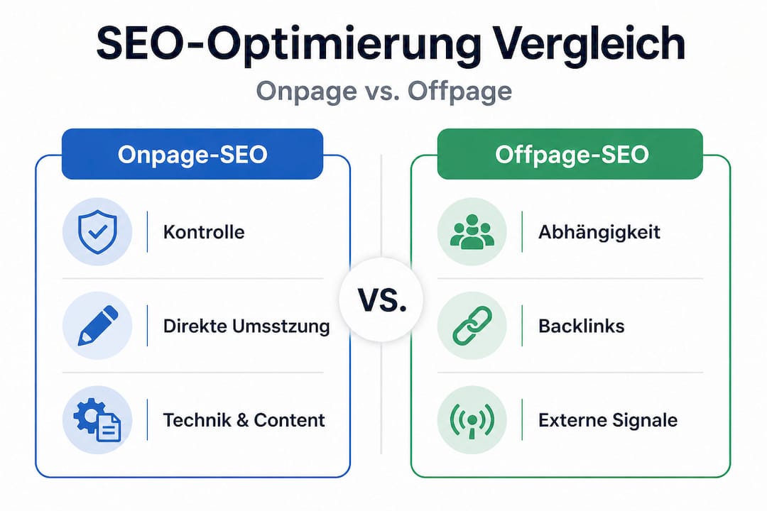 Infografik: Unterschiede zwischen Onpage- und Offpage-SEO auf einen Blick