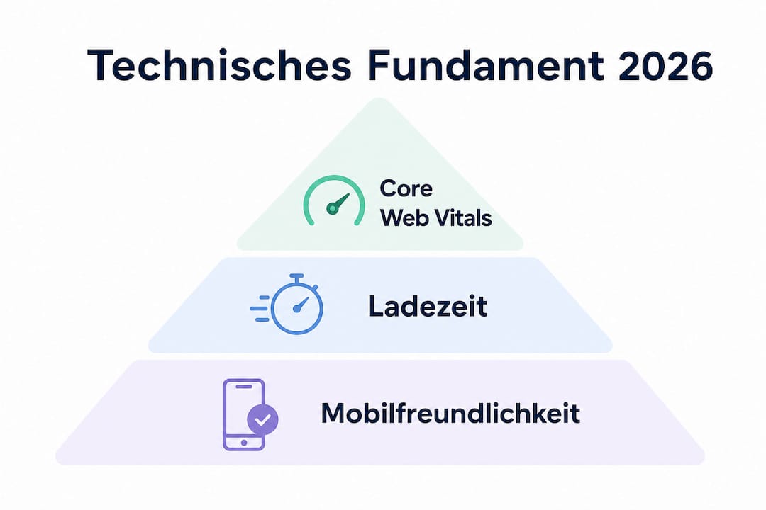 Infografik: Technische Grundlagen moderner Websites 2026 auf einen Blick