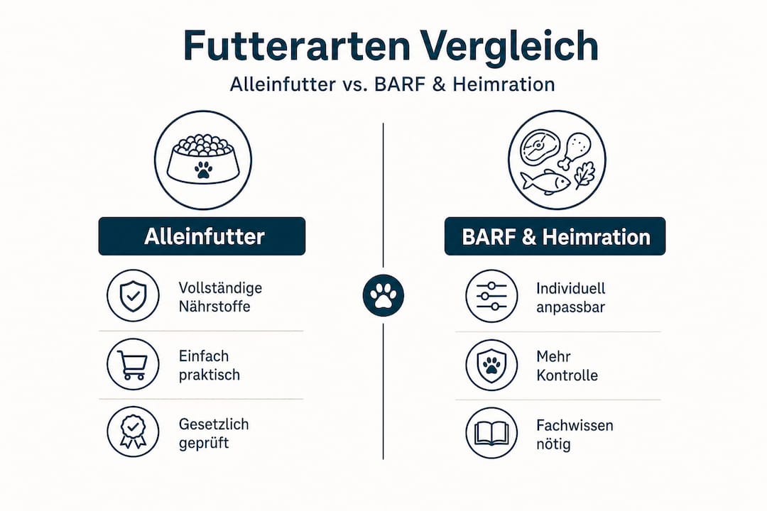 Infografik: Die verschiedenen Fütterungsarten für Hunde im Vergleich