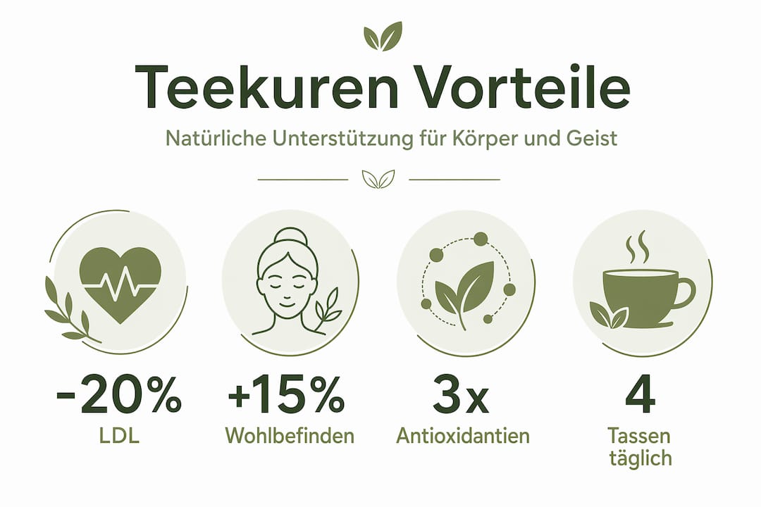 Infografik: Zahlen und Fakten zu den gesundheitlichen Vorteilen von Teekuren